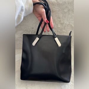 Elegant Black Leather Tote by Frédéric Paris